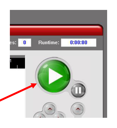 Control Panel with the green Play button indicated by a red arrow