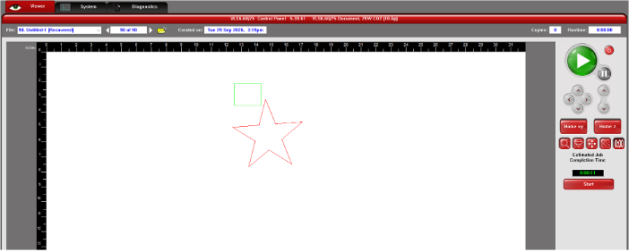 Control panel showing an estimated completion time of eleven seconds for an example file