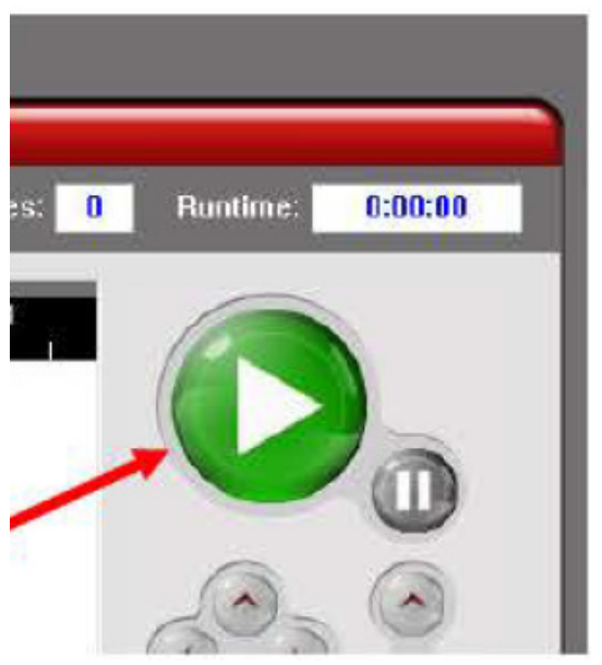 Control Panel with the green Play button indicated by a red arrow